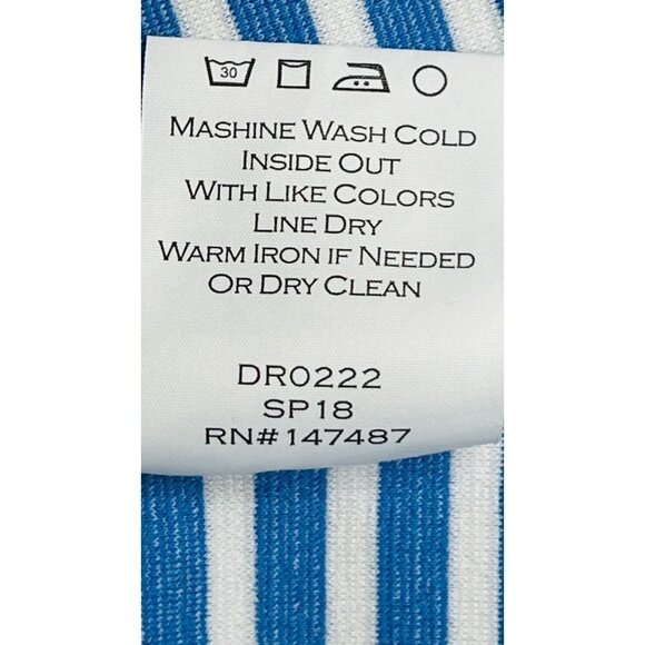 Draper James Persley Ponte Knit Dress Size M Blue White Stripe Red Trim - Picture 10 of 13